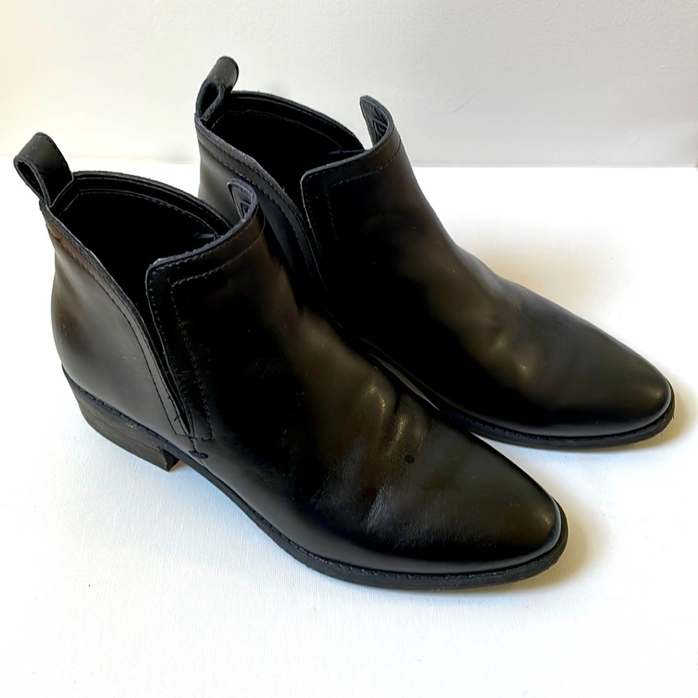 Black leather 1” ankle booties - WORN TWICE